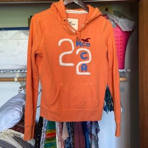 Orange V-neck Hollister hoodie